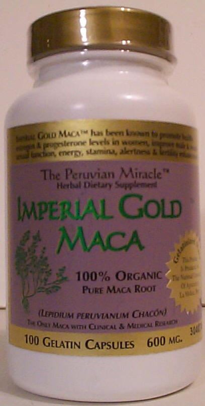 GELATINIZED Imperial Gold Maca Single Bottle of 100 Capsules Each 600mg  Premium Organic Grade  