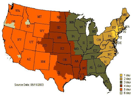 US Time in Transit Map